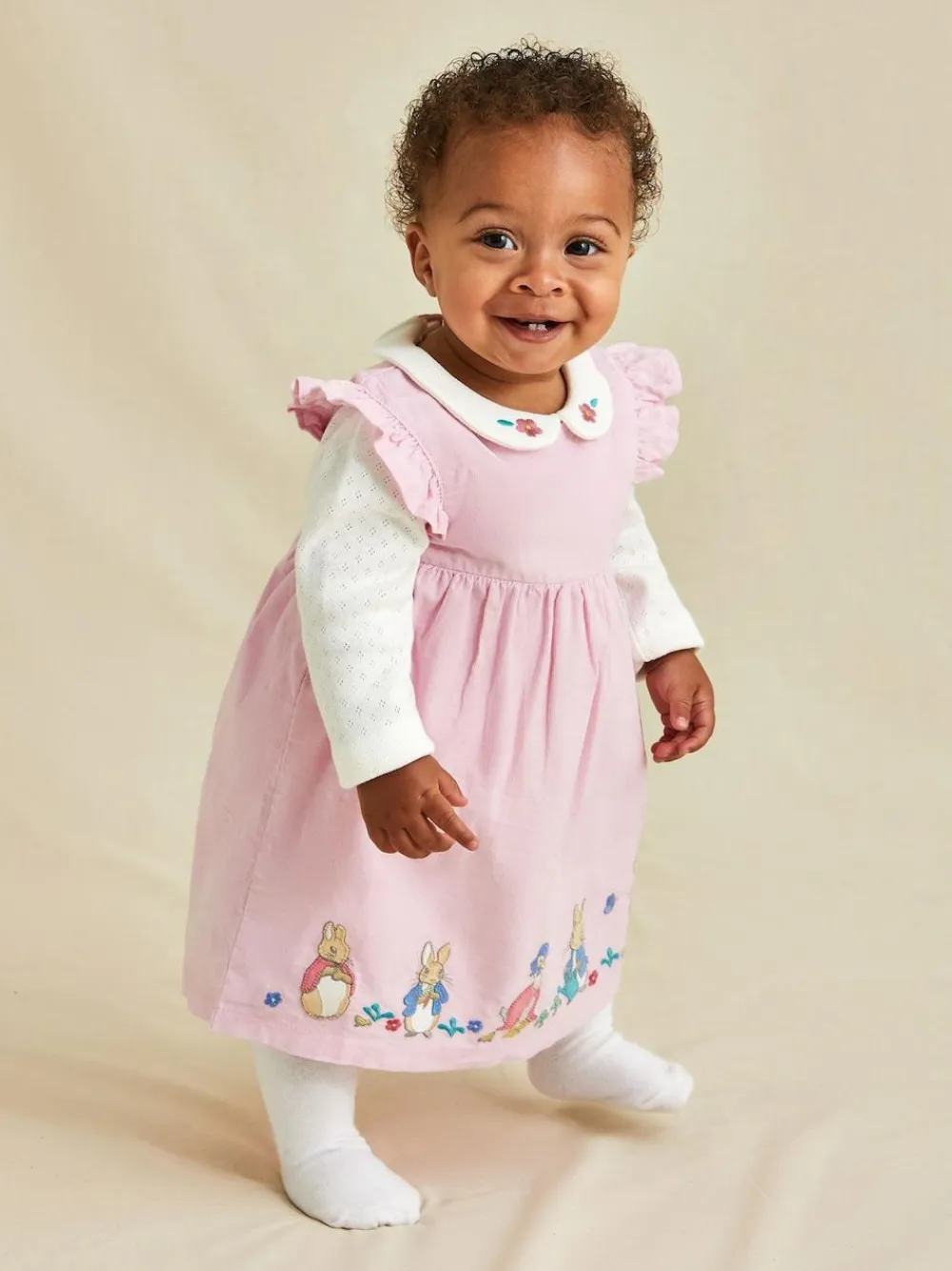 Clearance Jojo Maman Bébé Pink Baby Peter Rabbit Embroidered Dress and Body Set