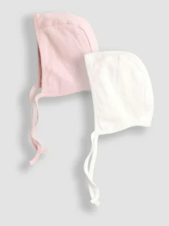 Jojo Maman Bébé Pink 2-Pack Pointelle Bonnets^ Hats & Scratch Mitts|Hats, Gloves & Scarves