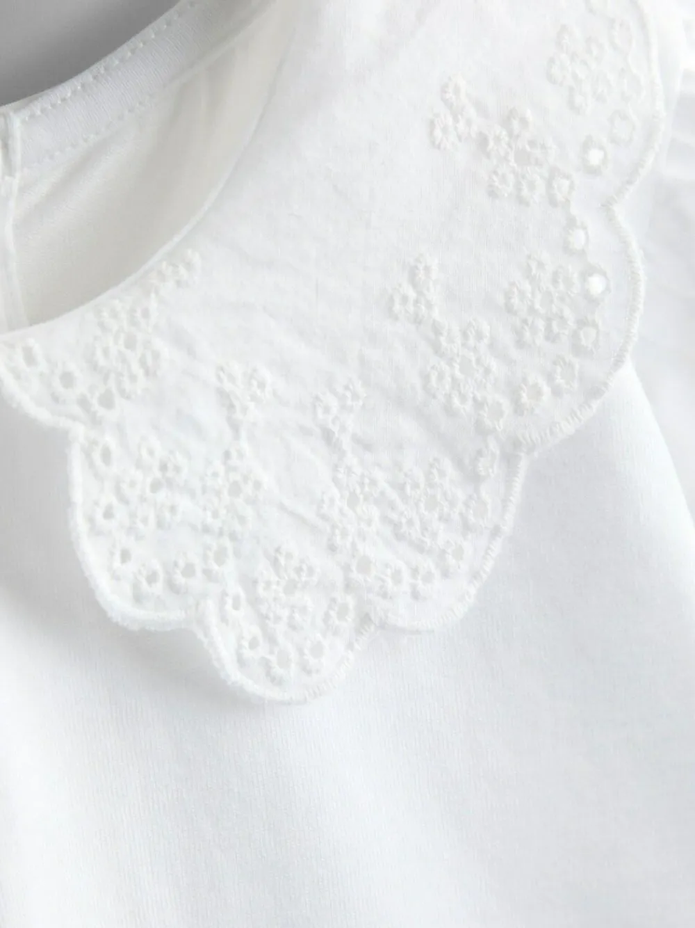 Jojo Maman Bébé Pure White Broderie Collar T-Shirt^ T-Shirts