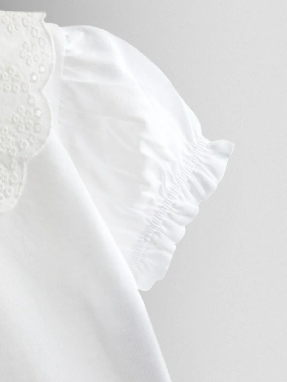 Jojo Maman Bébé Pure White Broderie Collar T-Shirt^ T-Shirts