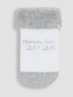 Jojo Maman Bébé White 2-Pack Born In 2025 Baby Socks^BOY Socks|Nightwear