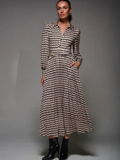 Jolie Moi Long Sleeve Pleated Jersey Maxi Dress^Women Maxi Dresses