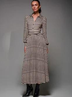 Jolie Moi Long Sleeve Pleated Jersey Maxi Dress^Women Maxi Dresses