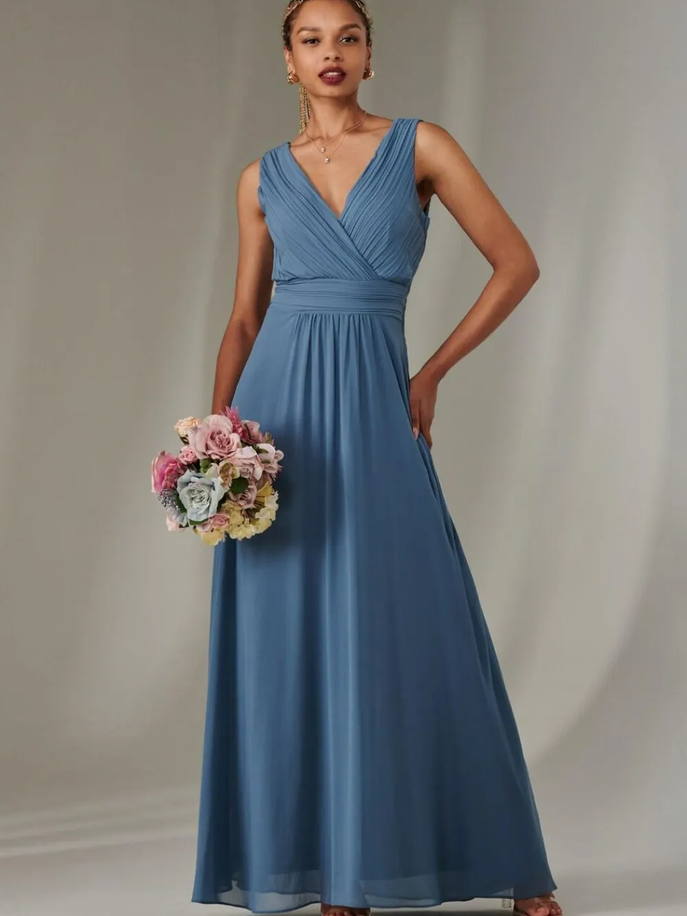 Jolie Moi Blue Cora Sleeveless Chiffon Maxi Dress^Women Maxi Dresses