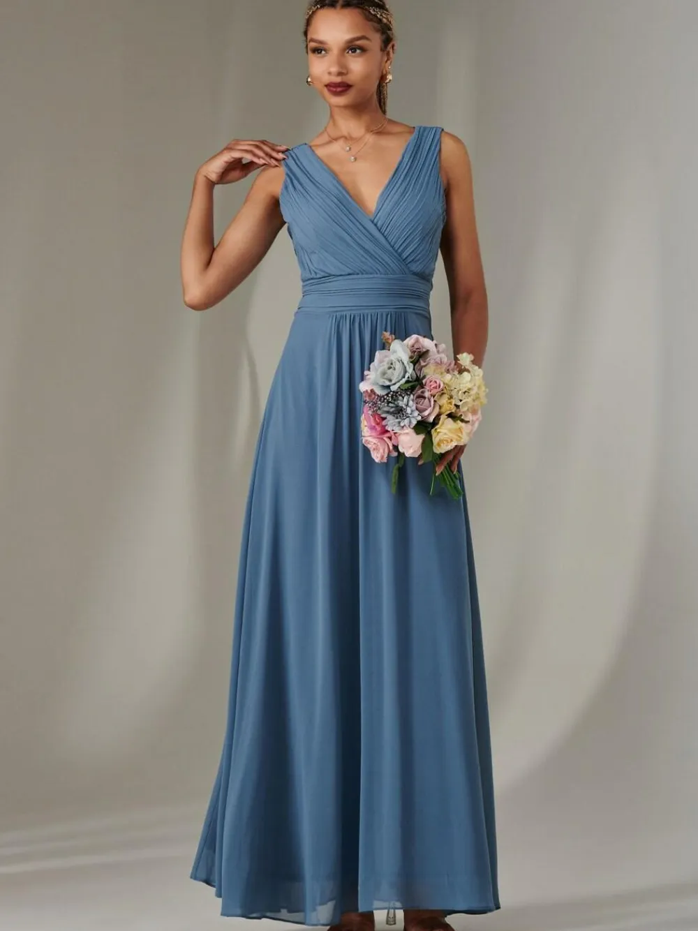 Jolie Moi Blue Cora Sleeveless Chiffon Maxi Dress^Women Maxi Dresses