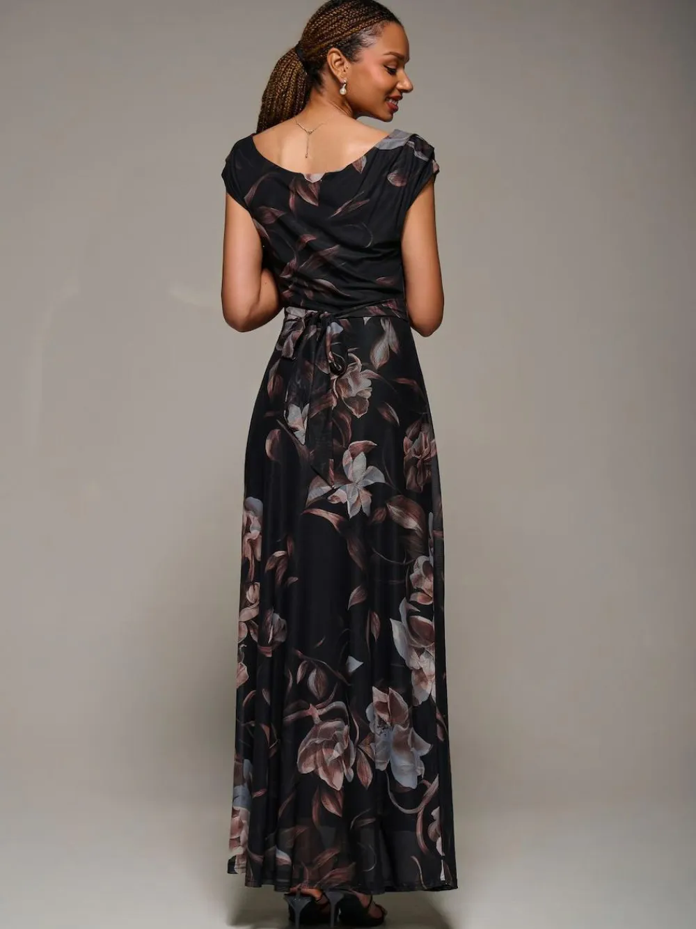 Jolie Moi Asymmetric Neck Mesh Maxi Dress^Women Maxi Dresses