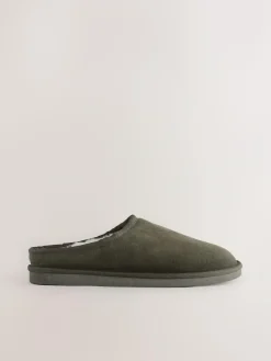 Next Faux Fur Lined Signature Suede Mule Slippers^ Slippers|Slippers