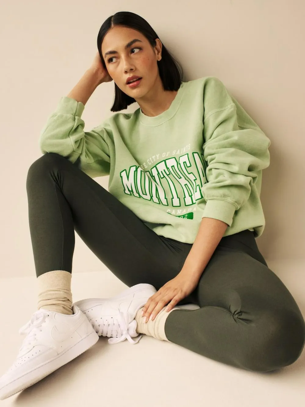 Next Khaki Green Full Length Leggings^Women Leggings & Sweatpants