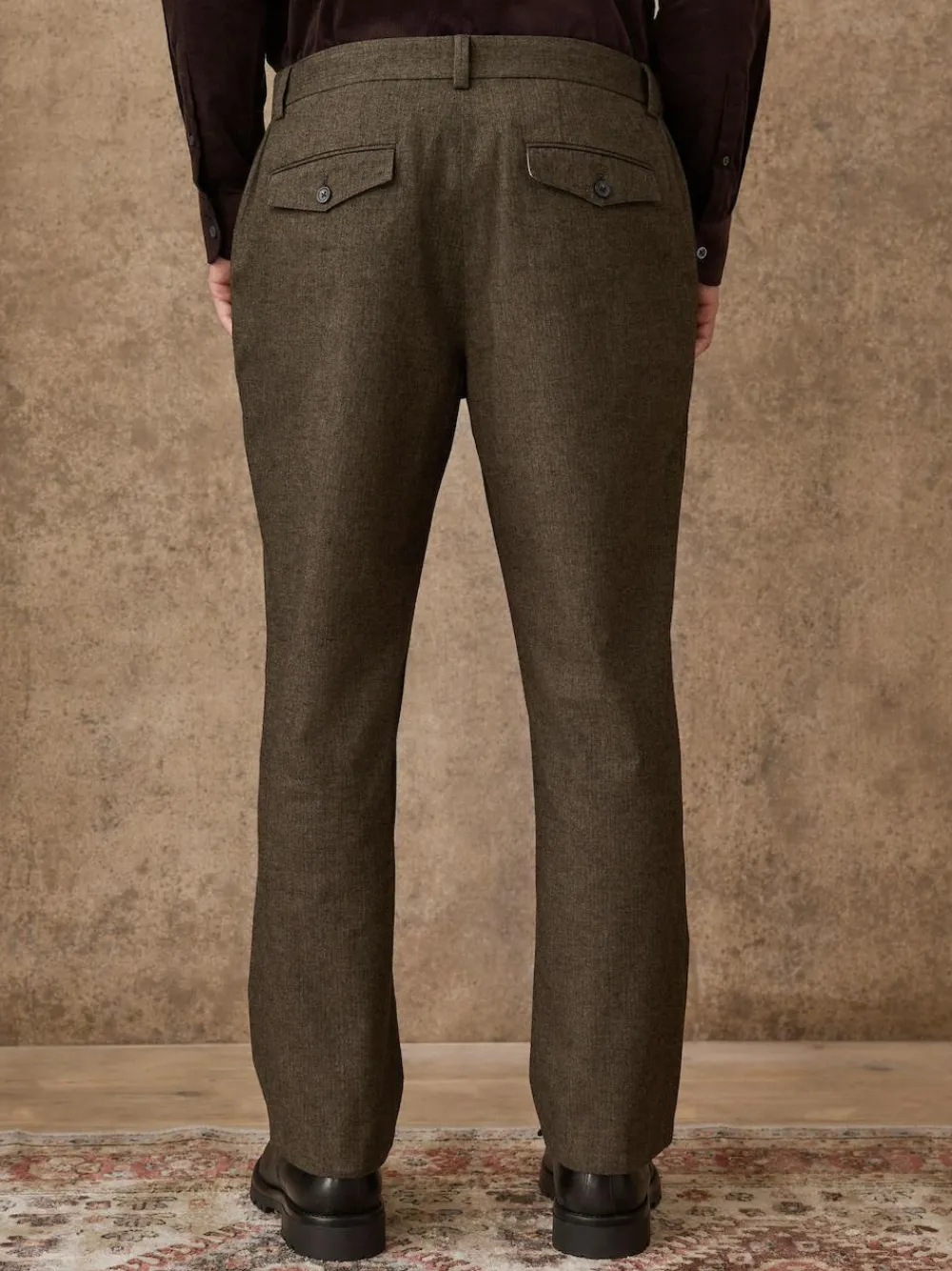 Next Regular Fit Smart Brushed Cotton Trousers^ Pants & Chinos