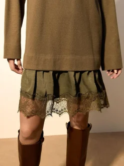 Next 2-In-1 Soft Touch Jumper Lace Skirt^Women Dresses