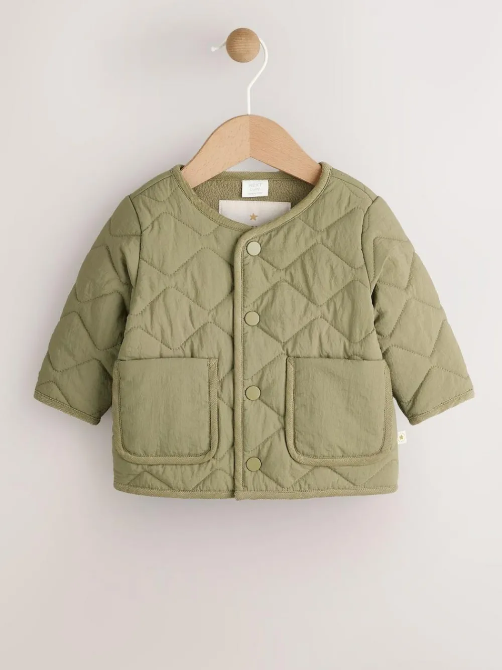 Next Khaki Green Nylon Quilted Baby Jacket (0mths-2yrs)^BOY Baby Winter Clothing|Coats, Jackets & Pramsuits