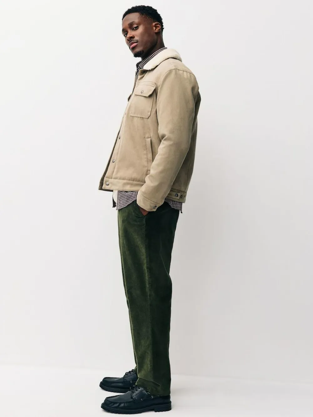 Next Regular Fit Smart Cotton Rich Corduroy Elasticated Waistband Trousers^ Pants & Chinos