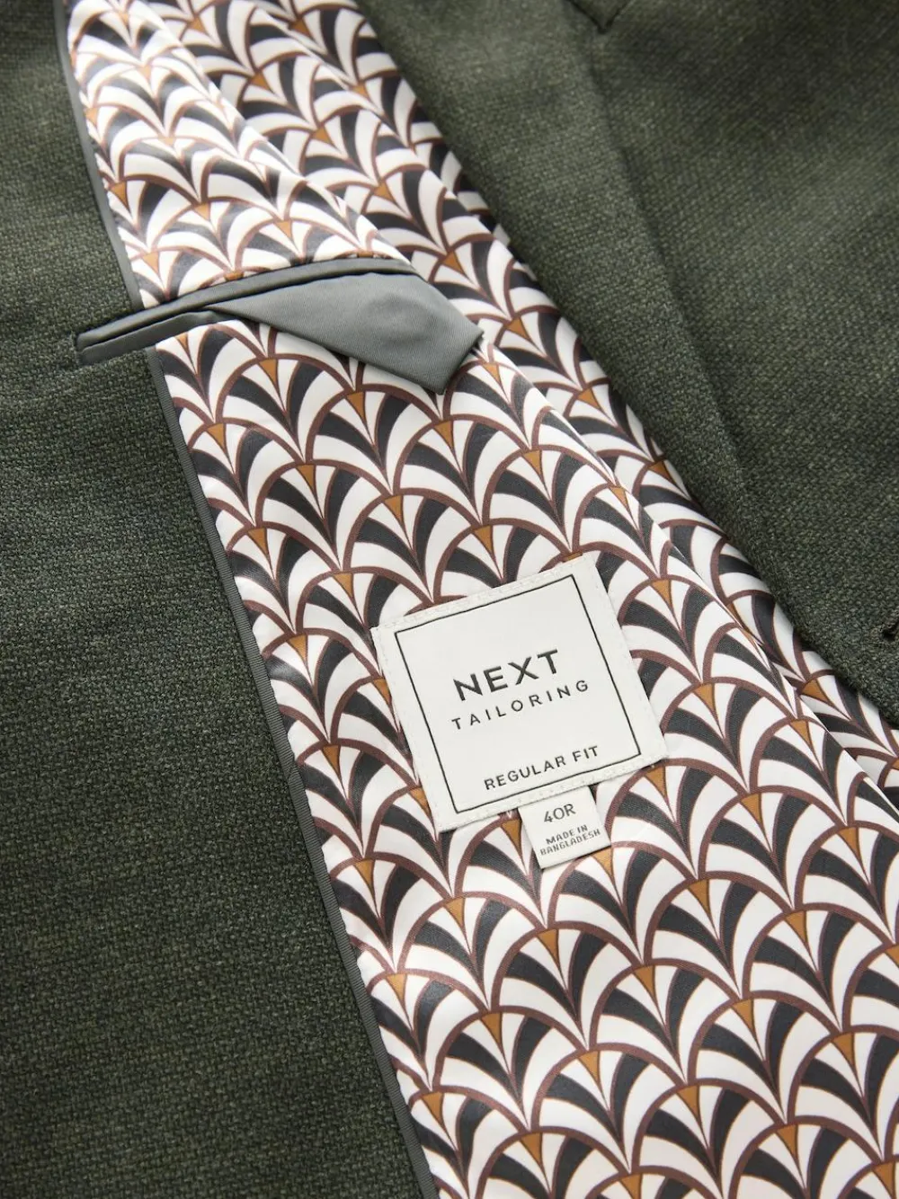 Hot Next Regular Fit Textured Smart Blazer Khaki Green