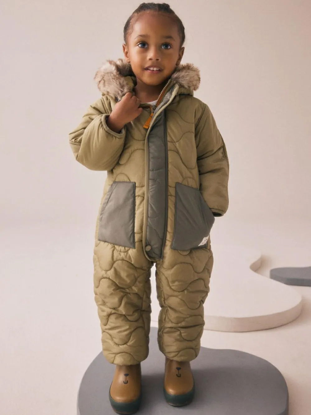 Online Next Shower Resistant Snowsuit (3mths-7yrs) Khaki Green