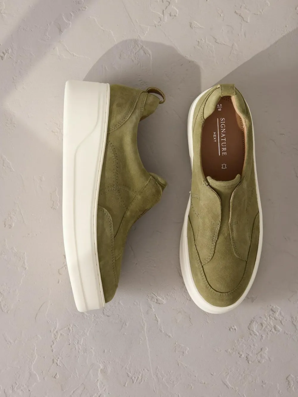 Next Slip On Signature Leather Chunky Wedge Platform Trainers^Women Sneakers