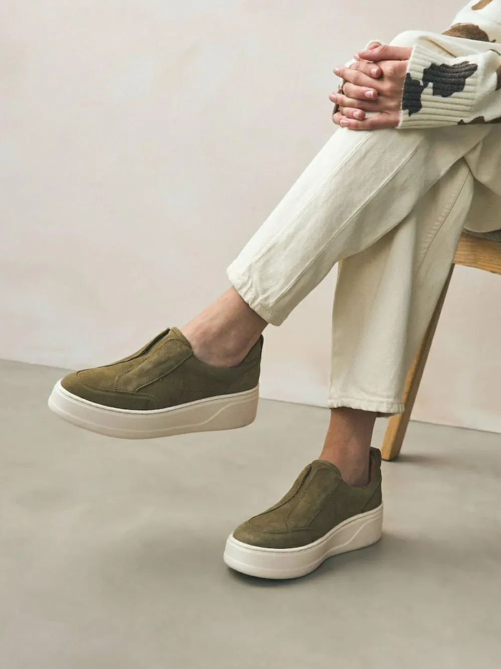 Next Slip On Signature Leather Chunky Wedge Platform Trainers^Women Sneakers
