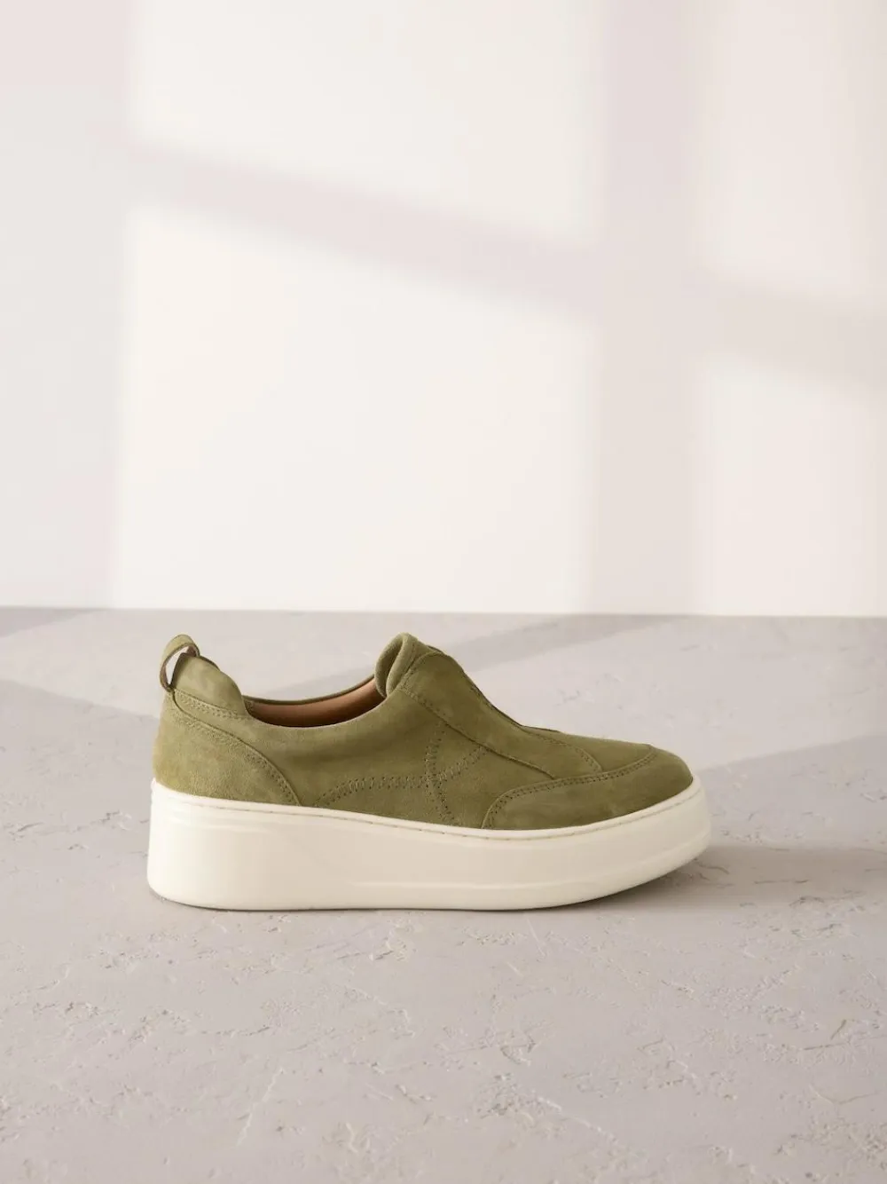Next Slip On Signature Leather Chunky Wedge Platform Trainers^Women Sneakers