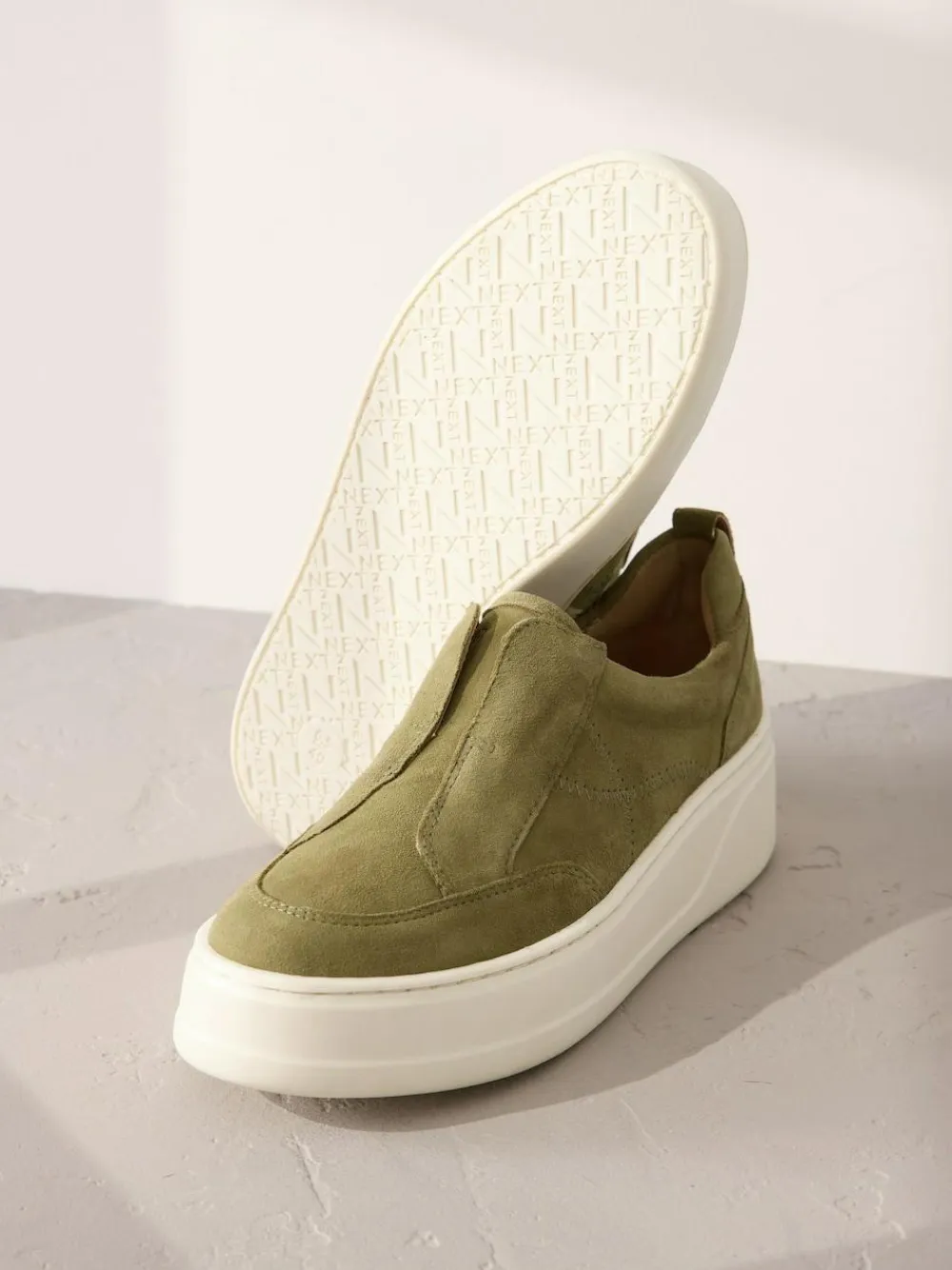 Next Slip On Signature Leather Chunky Wedge Platform Trainers^Women Sneakers