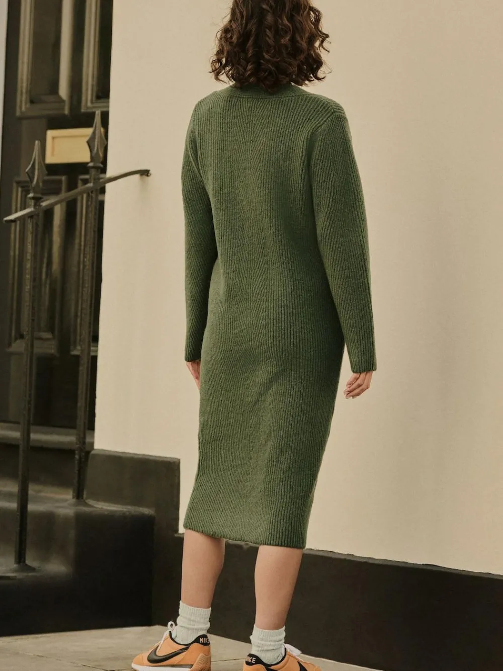 Next Super Soft V-Neck Midi Dress With Wool^Women Dresses|Midi Dresses