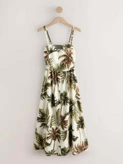 Next Ruched Bandeau Midi Dress with Linen^Women Dresses|Midi Dresses