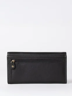 Lakeland Leather Black Chrome Large Flapover Purse