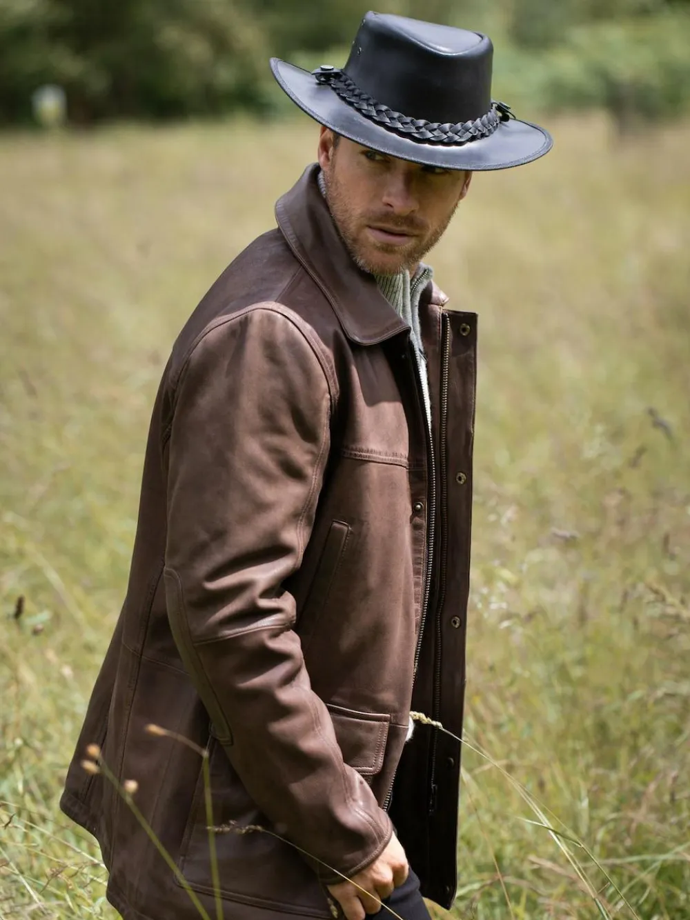 Clearance Lakeland Leather Outback III Australian Style Leather Hat Black