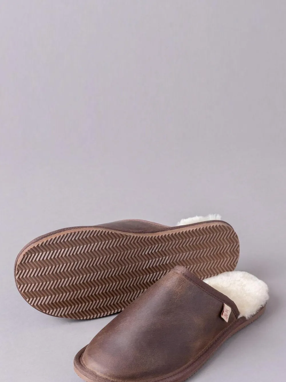Clearance Lakeland Leather Brown Mens Leather Slider Slippers