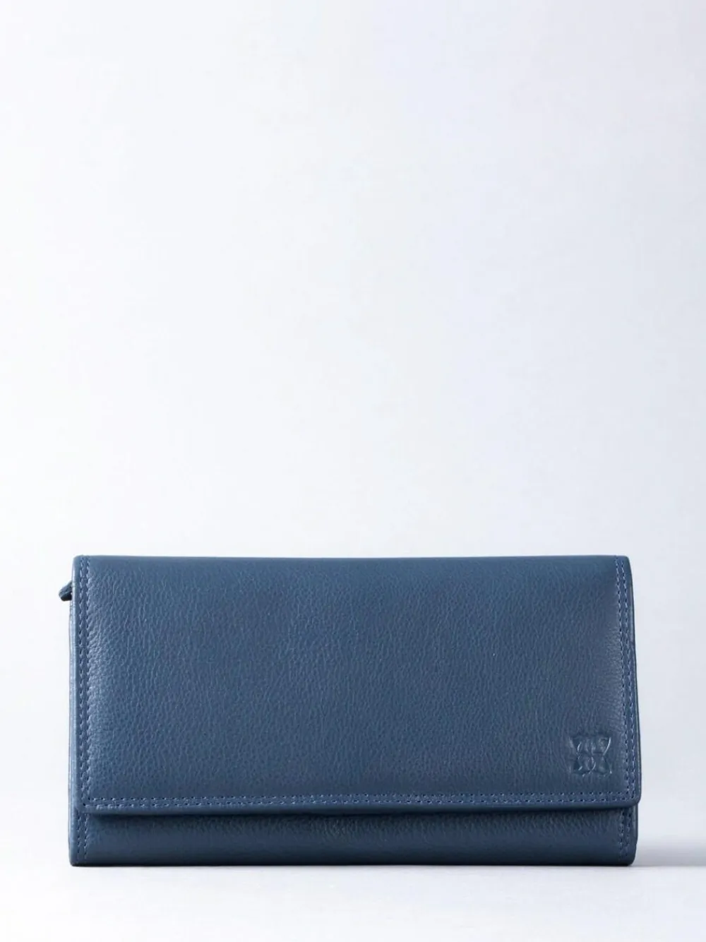 Lakeland Leather Dark Blue Large Flapover Purse^Women Purses