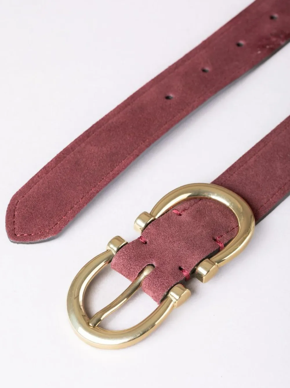 Clearance Lakeland Leather Bowness Dual Buckle Suede Belt Red
