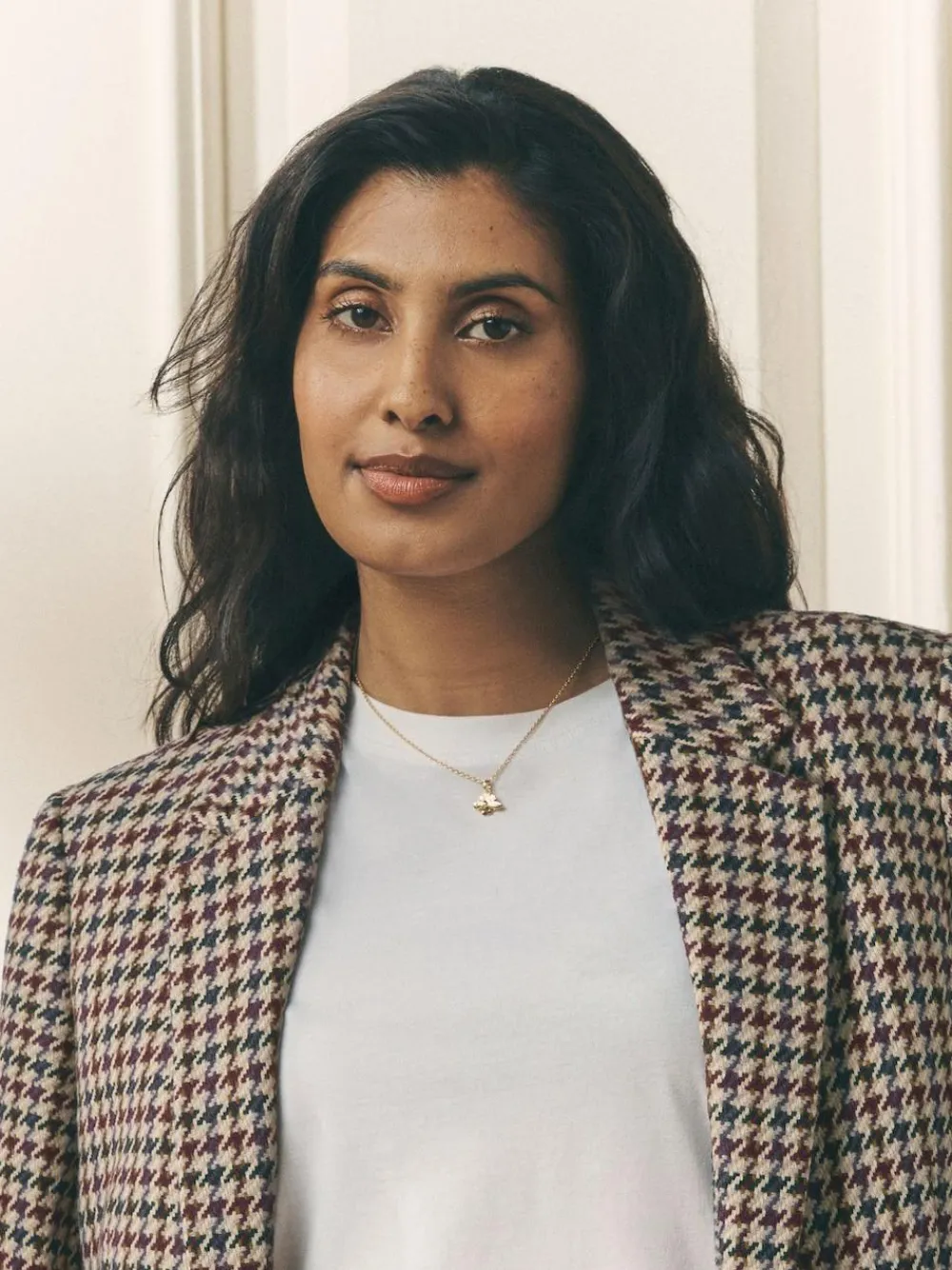 Laura Ashley Heritage Dogtooth Check Blazer with Wool Brown
