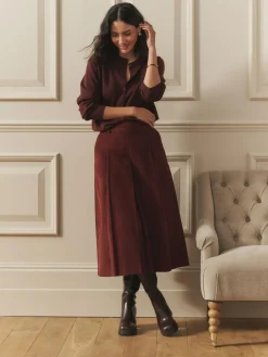 Discount Laura Ashley Burgundy Red Maxi Cord Skirt