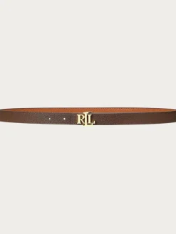 Lauren Ralph Lauren 1.9cm Skinny Logo Reversible Pebbled Leather Belt^Women Belts