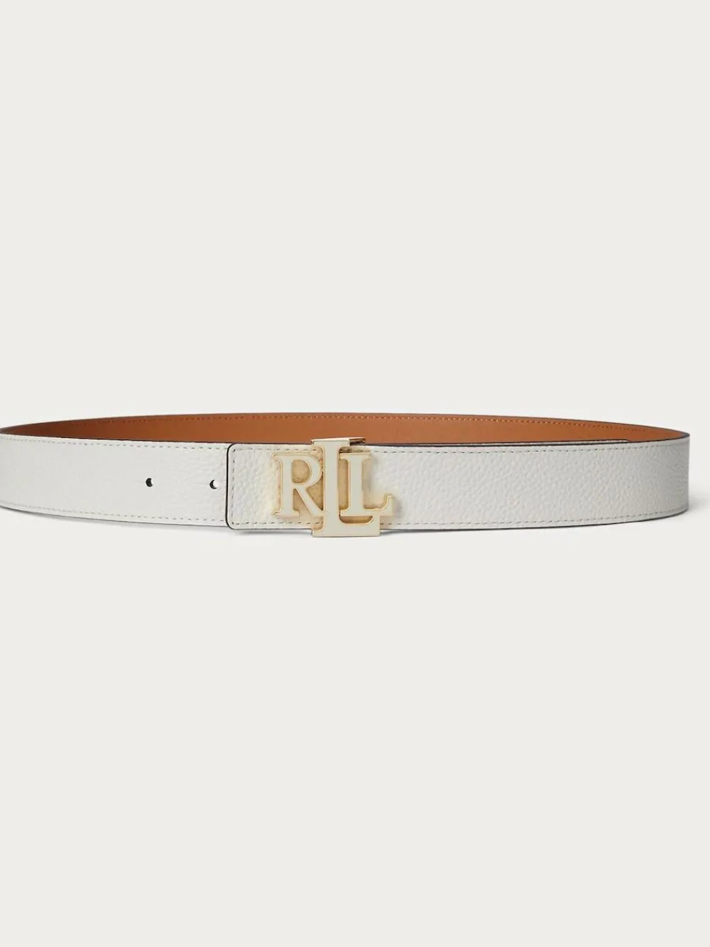 Lauren Ralph Lauren White Leather Medium Reversible Belt^Women Belts