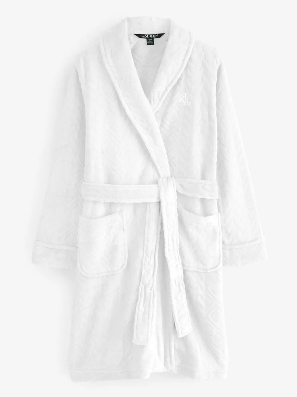 Online Lauren Ralph Lauren White Chenille So Soft L/S Shawl Collar Short Robe