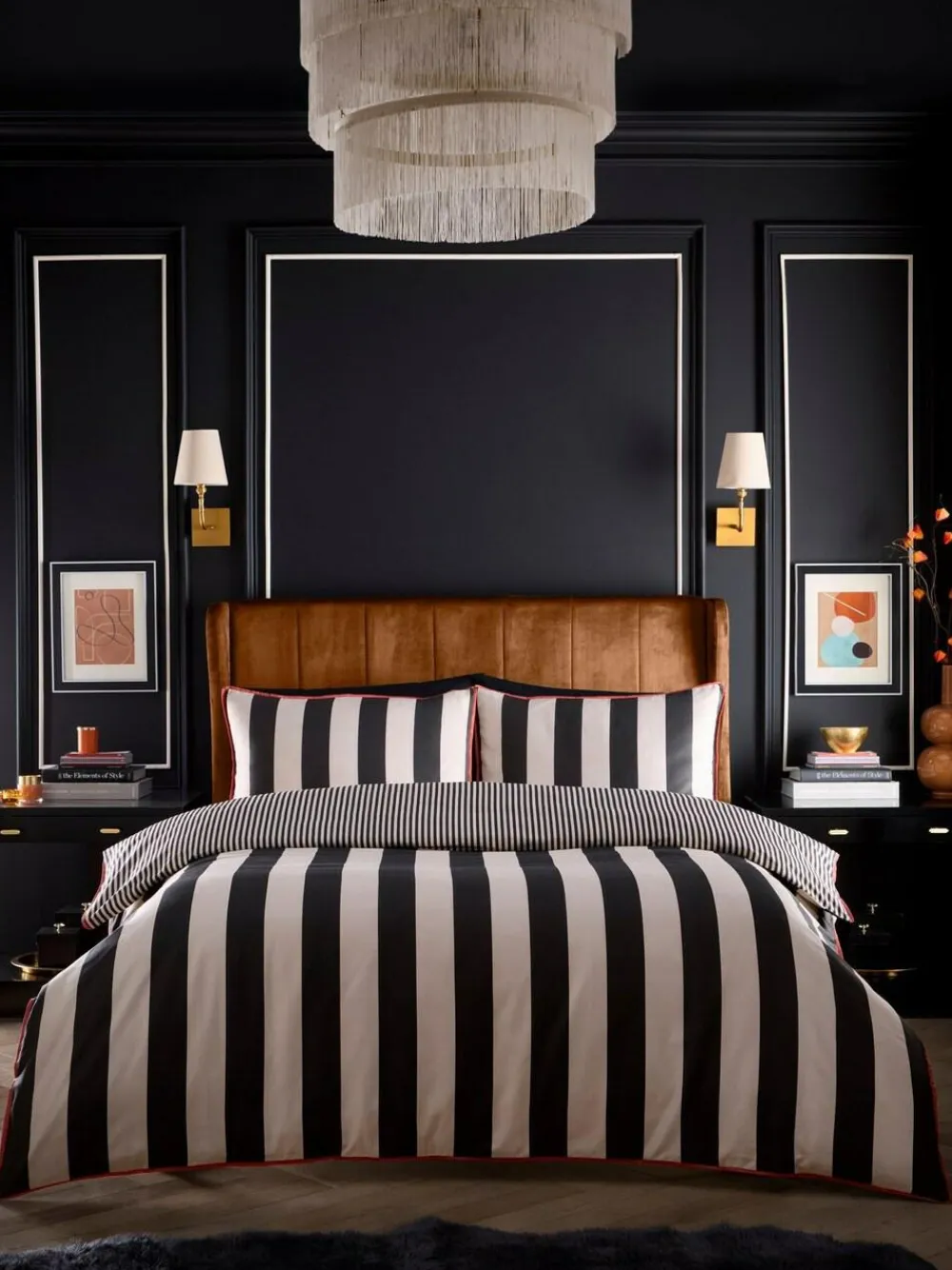 Outlet Laurence Llewelyn-Bowen Black Festivo Circus Stripe Duvet Cover Set