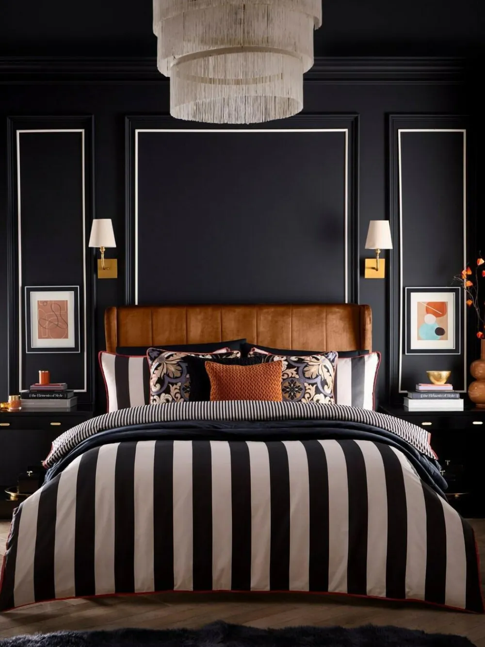 Outlet Laurence Llewelyn-Bowen Black Festivo Circus Stripe Duvet Cover Set
