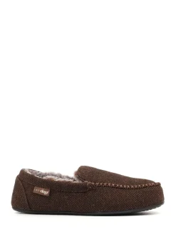 Lazy Dogz Blue Hendrix II Faux Fur Lined Full Slippers Brown