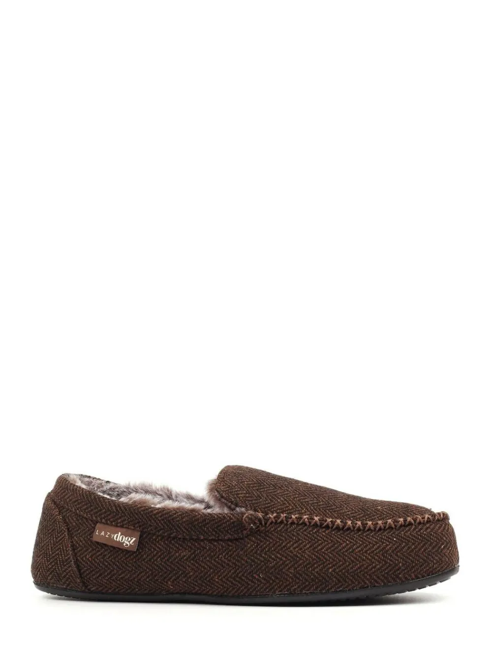 Lazy Dogz Blue Hendrix II Faux Fur Lined Full Slippers Brown