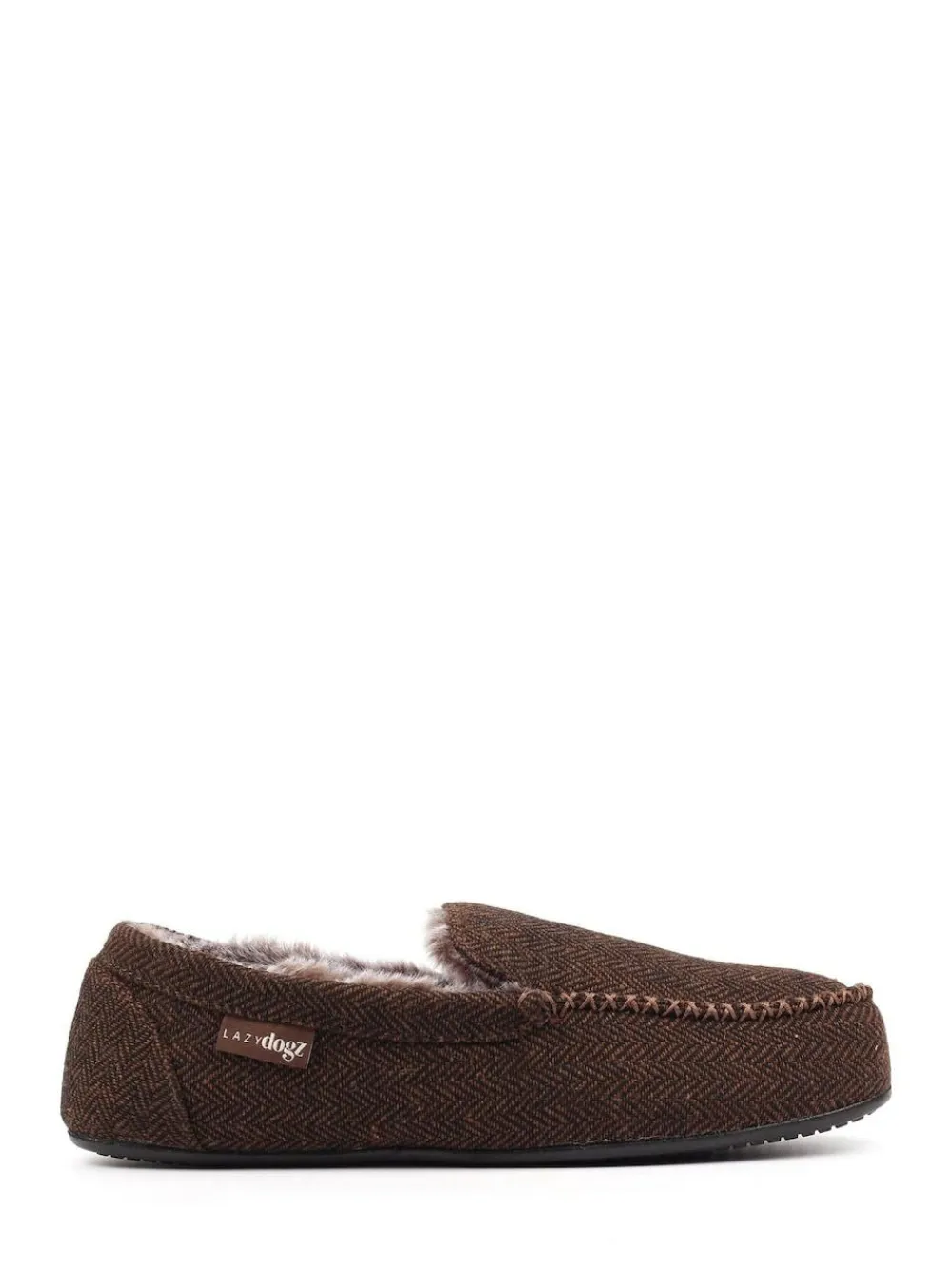 Lazy Dogz Blue Hendrix II Faux Fur Lined Full Slippers Brown