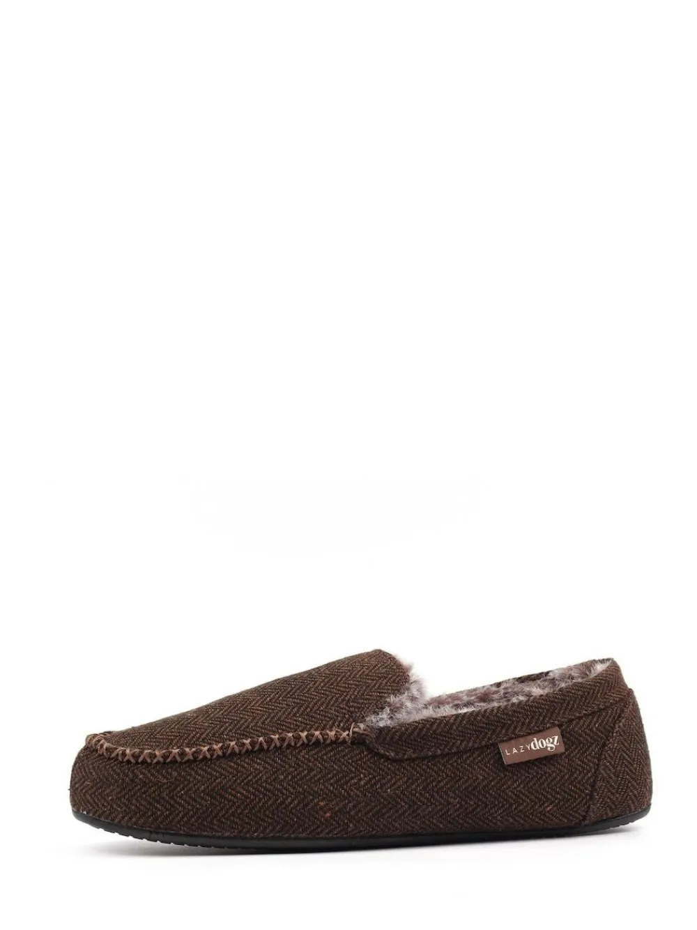 Lazy Dogz Blue Hendrix II Faux Fur Lined Full Slippers Brown
