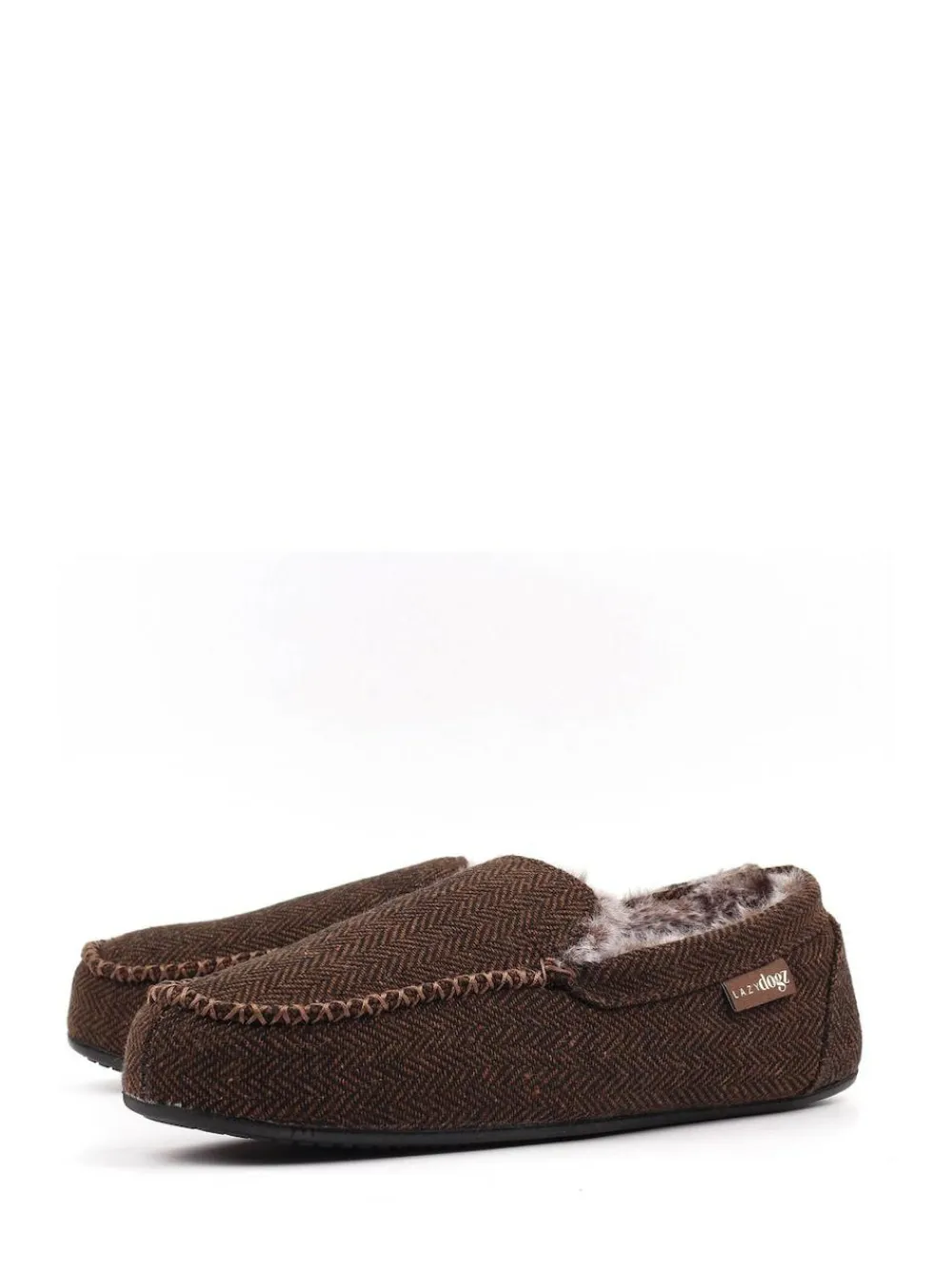 Lazy Dogz Blue Hendrix II Faux Fur Lined Full Slippers Brown