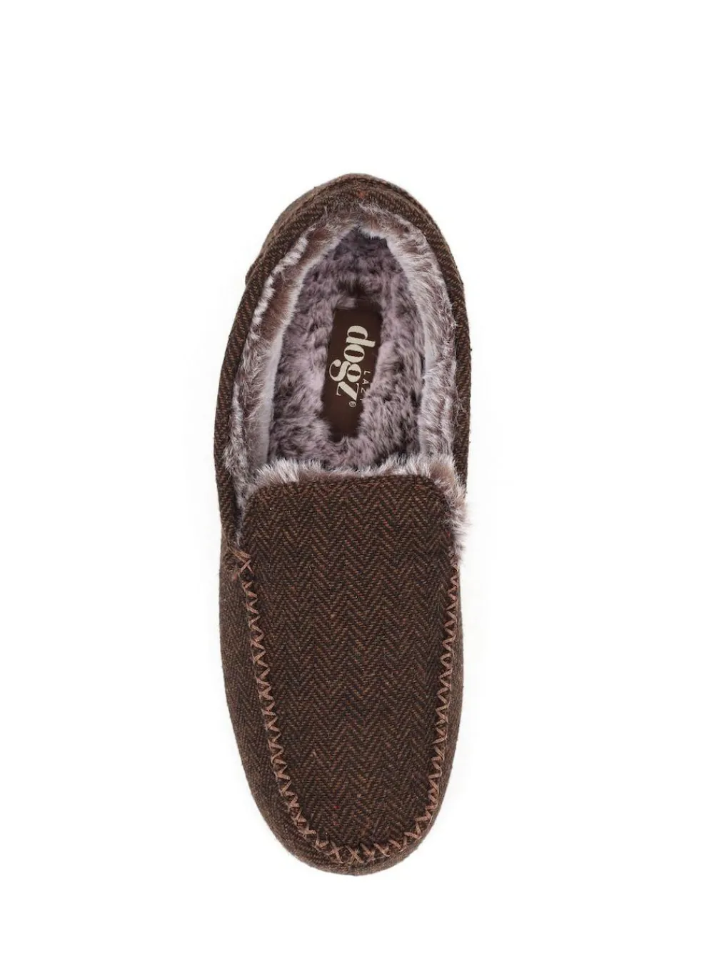 Lazy Dogz Blue Hendrix II Faux Fur Lined Full Slippers Brown