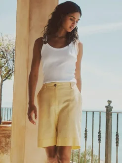 Next Linen Blend Knee Shorts^Women Shorts