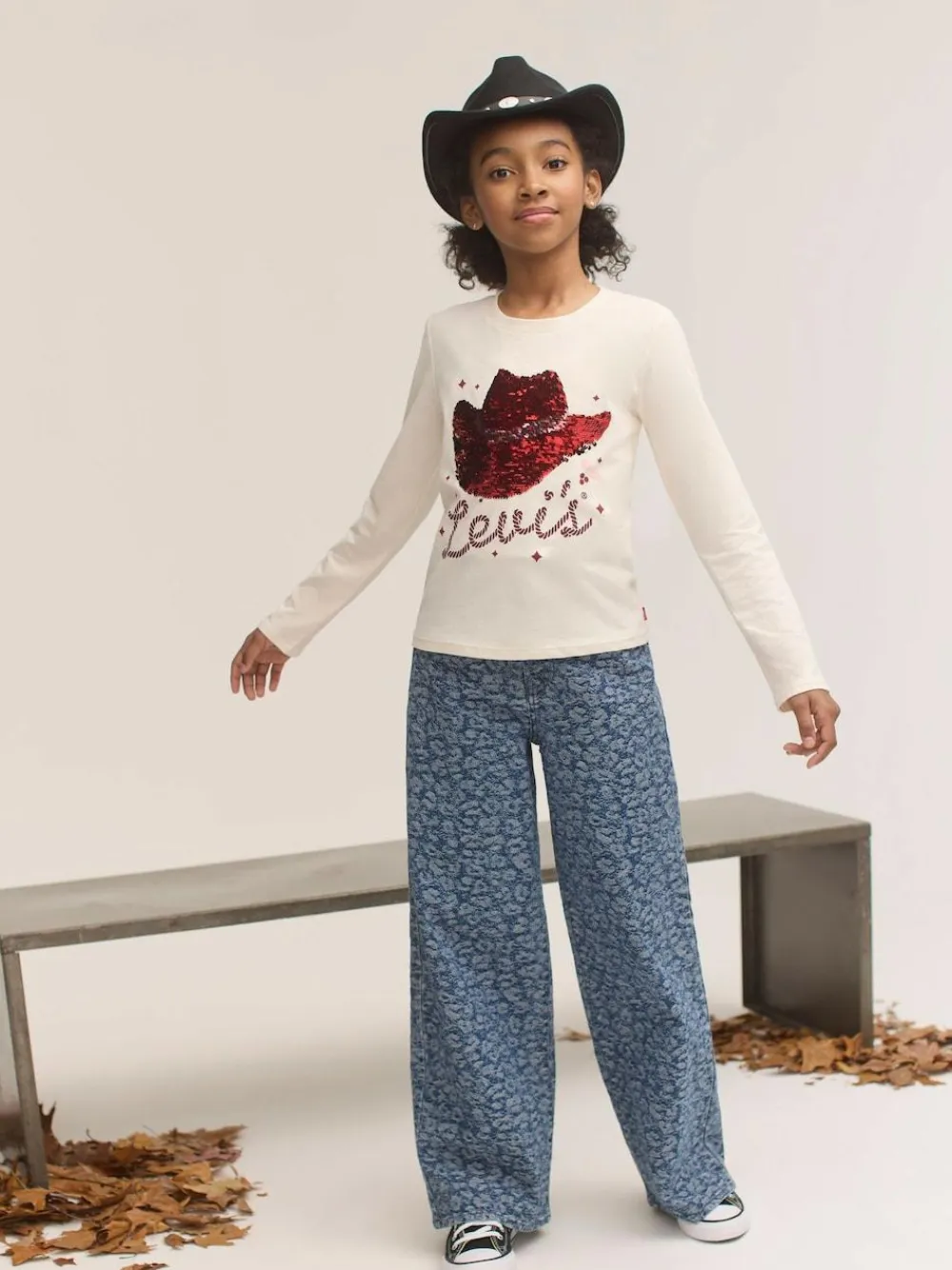 Levi's Blue Leopard Print Jacquard High Rise Baggy Jeans