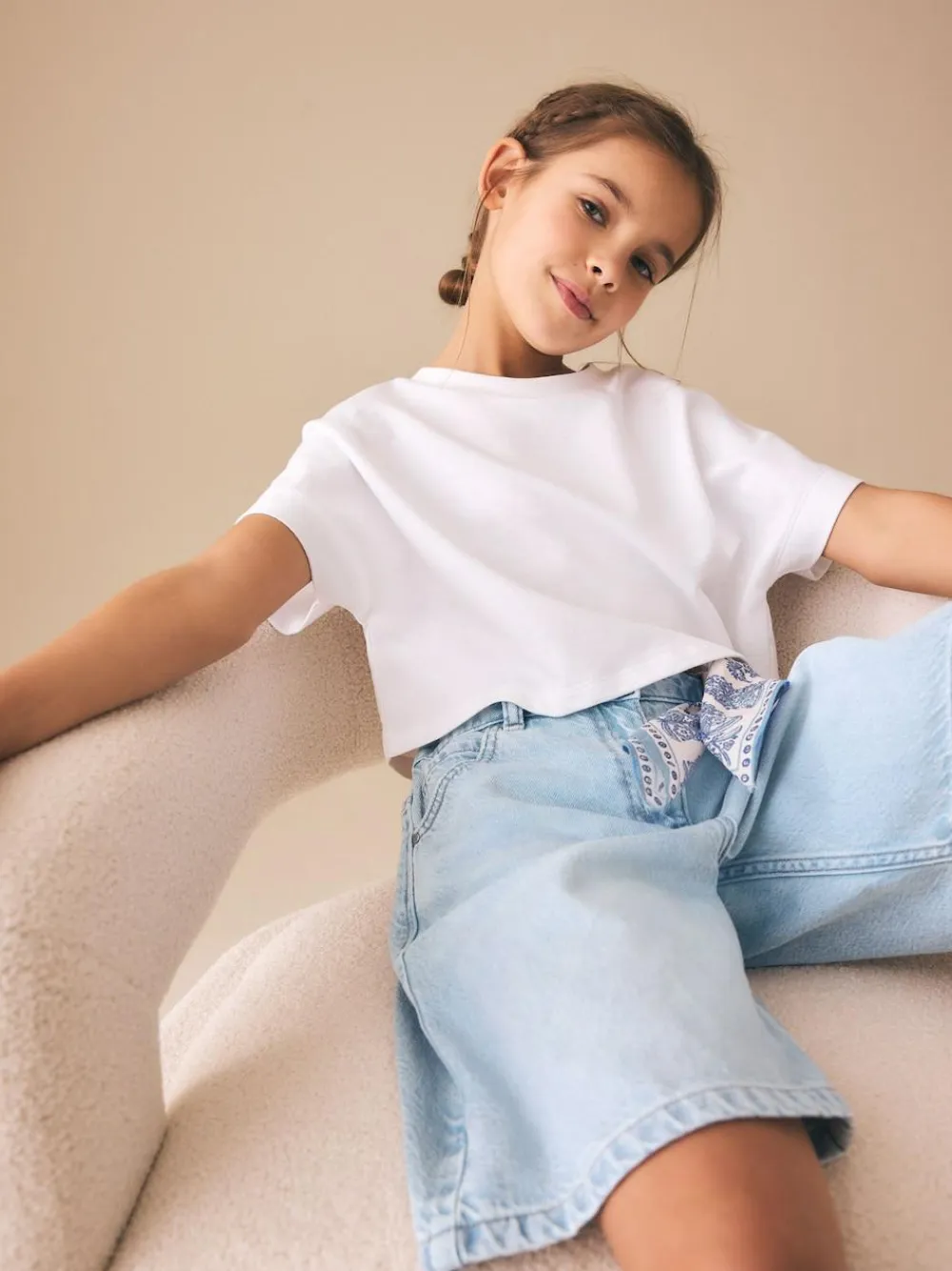 Best Next Regular Length Relaxed Denim Shorts (3-16yrs) Light Blue