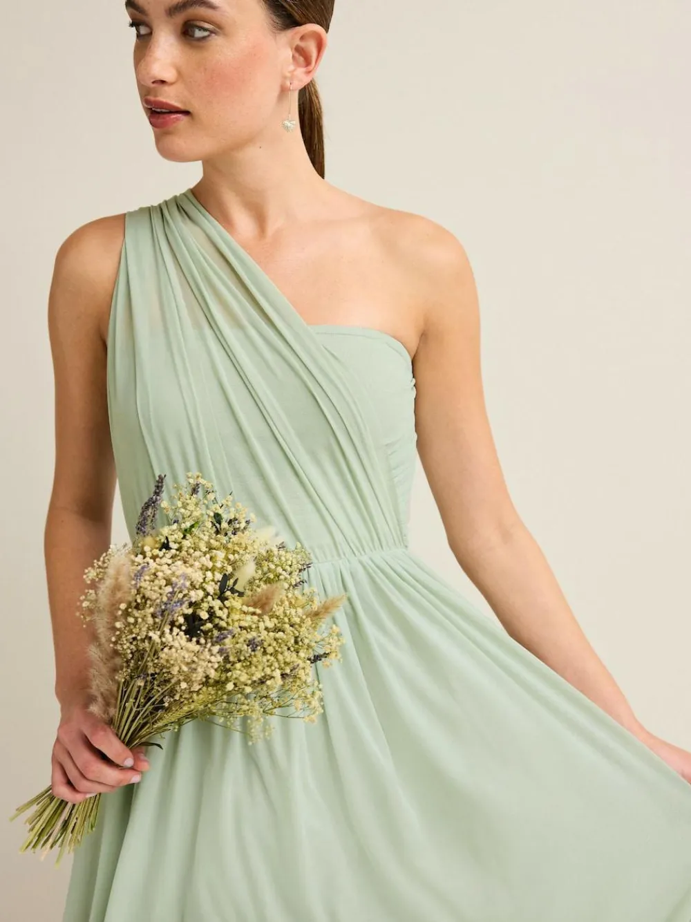 Clearance Next Light Sage Green Mesh Multiway Wedding Guest Bridesmaid Maxi Dress