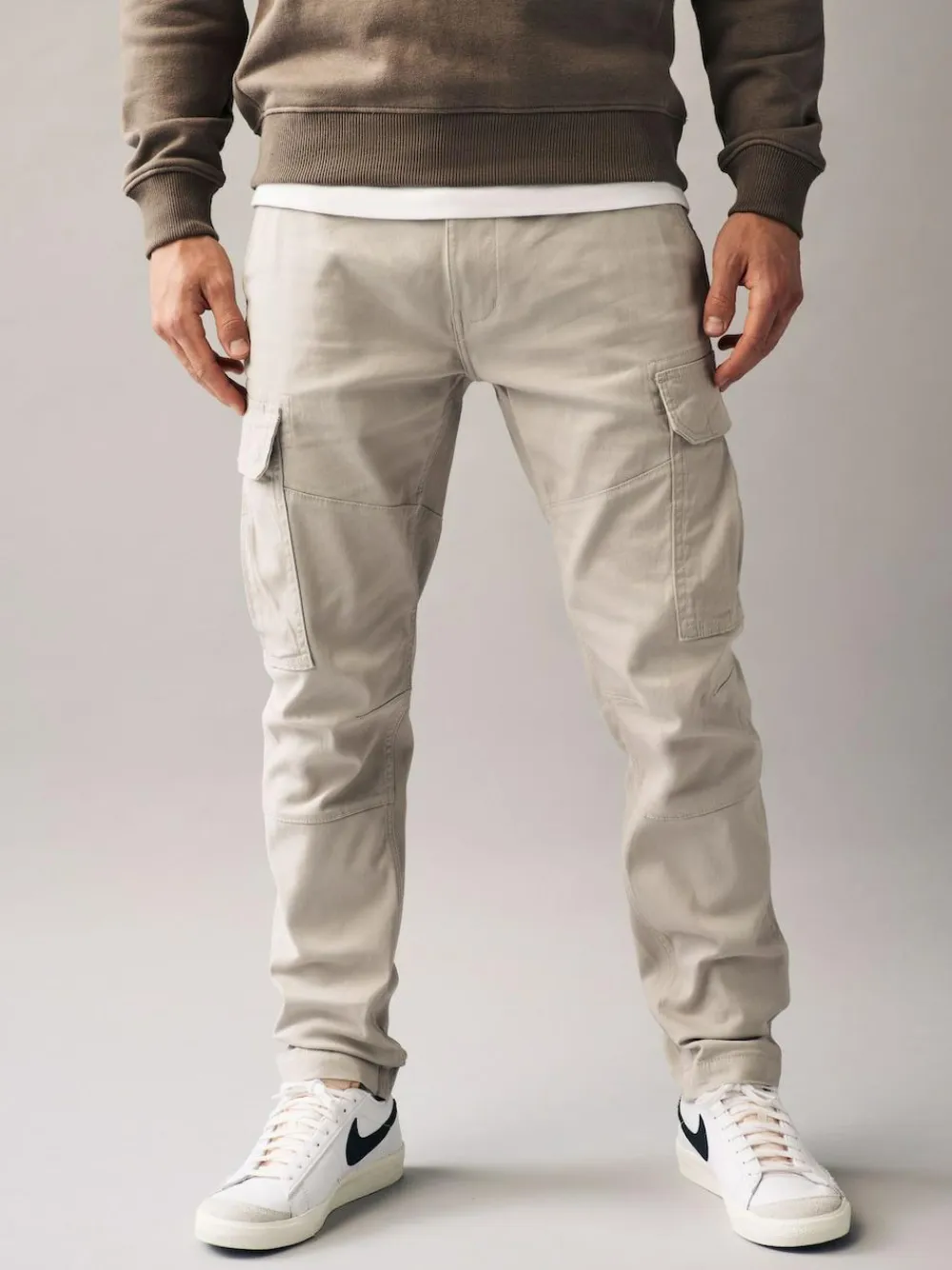 Discount Next Light Stone Slim Fit Cotton Stretch Cargo Trousers