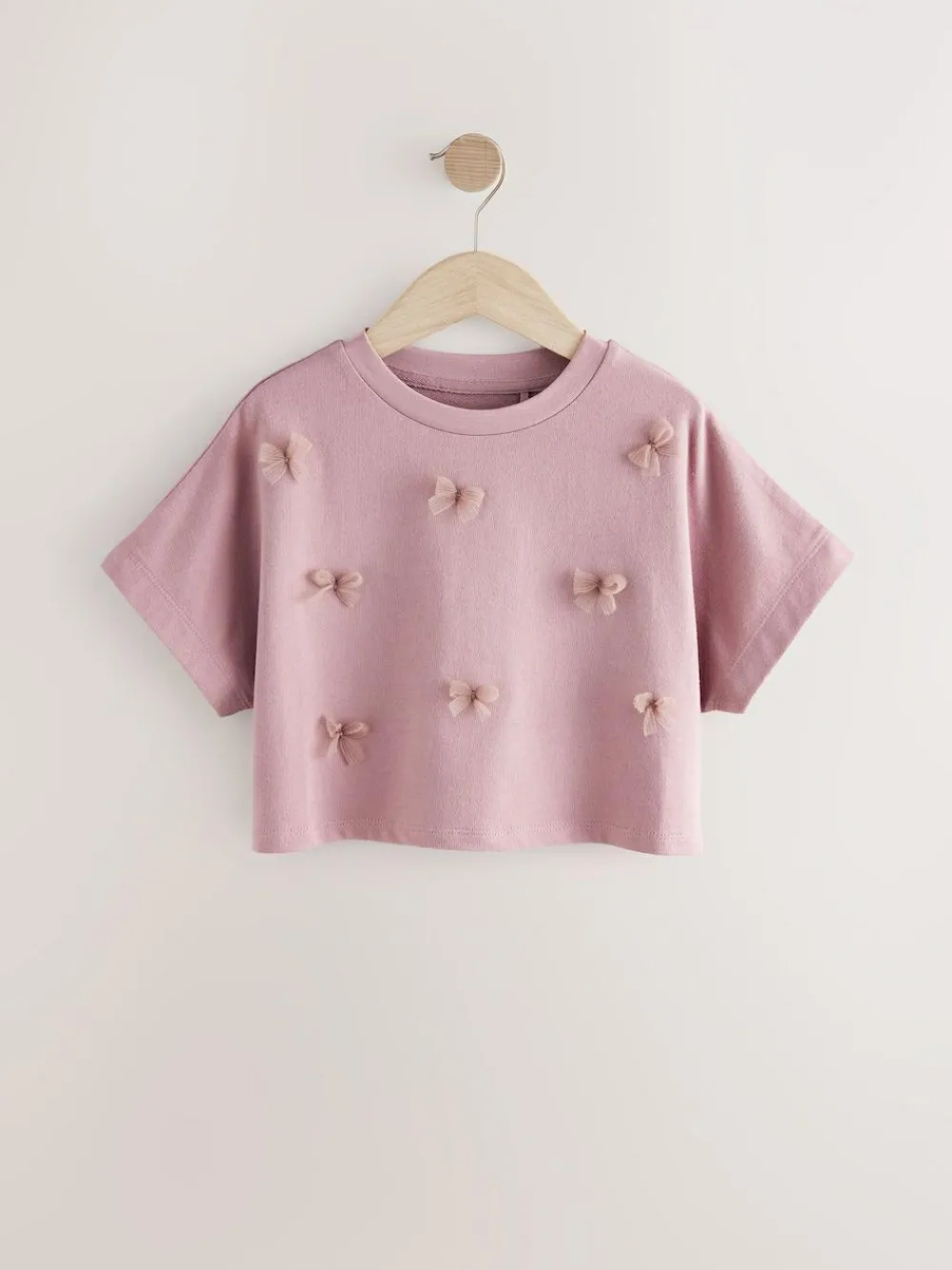 Clearance Next Boxy Bows T-Shirt (3-16yrs) Lilac Purple