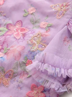 Next Lilac Purple Floral Embellished Top and Skirt Lehenga Set (3-16yrs)^ Shorts & Skirts