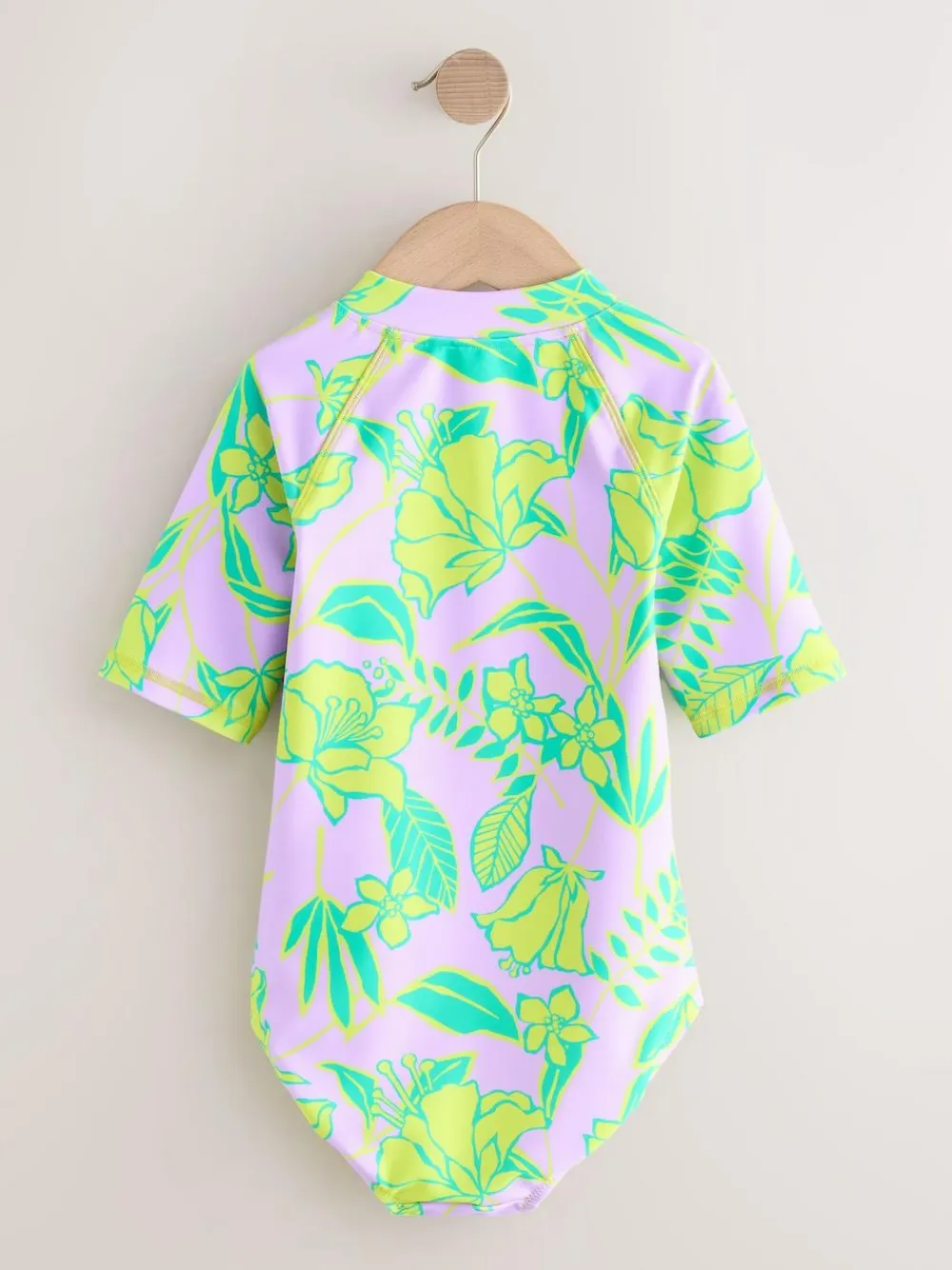 Outlet Next Short Sleeved Sunsafe Swimsuit (3mths-16yrs) Lilac Purple Tropical